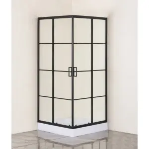Cabină de duș pătrată Optima Black Beauty, 90x90cm, cadiță 15cm, profil negru mat