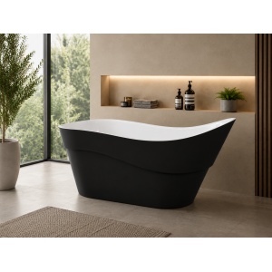 Cadă freestanding Optima Naya Black, 170x80x76cm, design slipper - Img 3