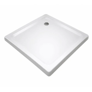 Cădiță duș Optima Square 80x80 cm, albă, pătrată, fibră de sticlă + ABS, montaj pe pardoseală, sifon inclus 90 mm