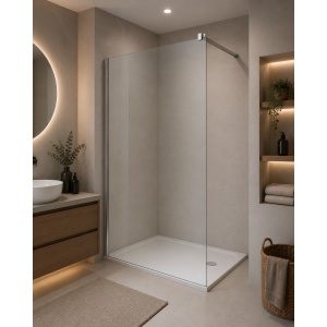 Paravan de duș walk-in Optima Nobless Eco 100x200 cm, sticlă securizată 6 mm, profil aluminiu cromat - Img 2