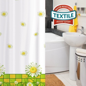 Perdea de duș antibacteriană Tatkraft Chamomile, impermeabilă, 180 x 180 cm - Img 2