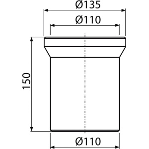 Racord pentru vas WC pe pardoseală, drept, DN 110, lungime 150 mm, PP, alb A91-150 - Img 2