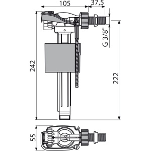 Robinet flotor WC cu filet alamă, alimentare laterală, pentru rezervor WC din ceramică A160-3/8" - Img 2