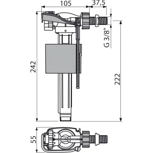 Robinet flotor WC cu filet alamă, alimentare laterală, pentru rezervor WC din ceramică A160-3/8" - Img 2