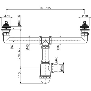 Sifon chiuvetă dublu cu sită din oţel inoxidabil DN 70 A449-DN50/40 - Img 2