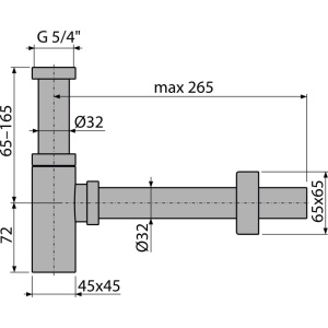 Sifon lavoar DN32 DESIGN metal, unghiular A401 - Img 2