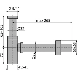 Sifon lavoar DN32 DESIGN metal, unghiular A401 - Img 2