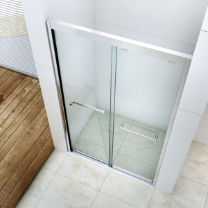 Ușă de nișă Optima Primadonna 140 cm, sticlă securizată 8 mm, profil cromat, ușă culisantă, Nano Easy Clean - Img 3