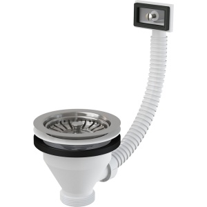 Ventil chiuvetă 6/4" cu sită din oţel inoxidabil DN 115 şi preaplin flexibil A38