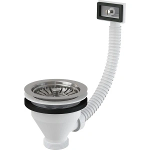 Ventil chiuvetă 6/4" cu sită din oţel inoxidabil DN 115 şi preaplin flexibil A38