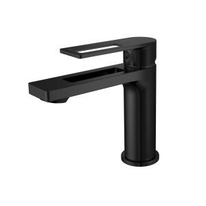 Baterie lavoar Optima Black cu țeavă scurtă, cartuș Sedal 35 mm, aerator Neoperl