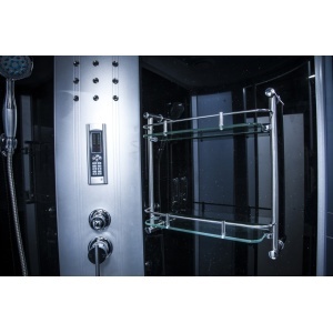 Cabină de duș cu hidromasaj Optima Siris 100x100 cm, radio FM, LED, scaun rabatabil, sticlă 5 mm, 220 cm înălțime - Img 3