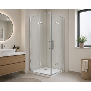 Cabină de duș Optima Party 90x90 cm, sticlă securizată 6 mm, profil cromat, deschidere batantă 90°, Nano Easy Clean - Img 2