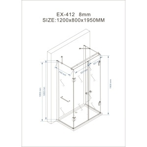 Cabină de duș Optima Royal 120x80x195 cm, sticlă securizată 8 mm, balamale duble din alamă cromată, montaj pe podea sau cădiță, design modern - Img 6