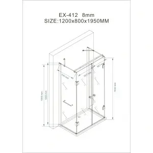 Cabină de duș Optima Royal 120x80x195 cm, sticlă securizată 8 mm, balamale duble din alamă cromată, montaj pe podea sau cădiță, design modern - Img 6