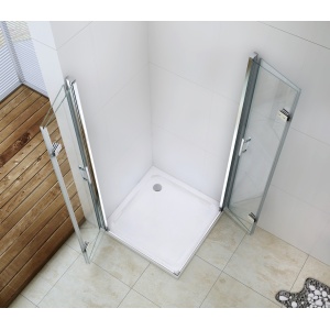 Cabină de duș pliabilă Optima Primavera 80x80 cm, sticlă securizată 6 mm, profil aluminiu cromat, Nano Easy Clean - Img 4