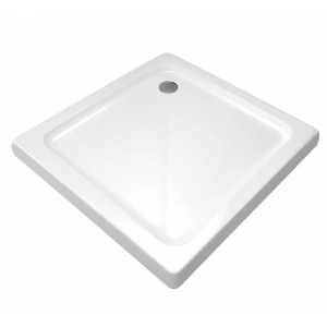 Cădiță duș Optima Square 100x100 cm, albă, pătrată, fibră de sticlă + ABS, montaj pe pardoseală, sifon inclus 90 mm