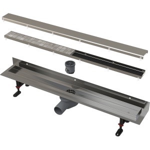 Canal de duș Alca APZ23-DOUBLE9 850 mm, inox, grătar dublu, montaj perete