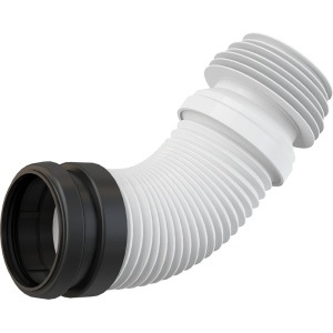 Cot de evacuare flexibil pentru vas WC suspendat, 90 mm × 90–110 mm, lungime 450 mm, PP, alb M9006