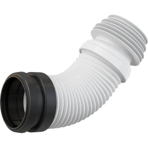 Cot de evacuare flexibil pentru vas WC suspendat, 90 mm × 90–110 mm, lungime 450 mm, PP, alb M9006