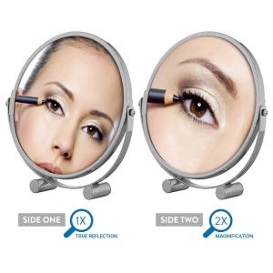 Oglindă de machiaj EOS, 2 fețe 1x/2x, rotire 360°, Ø17 cm - Img 3