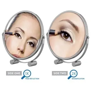 Oglindă de machiaj EOS, 2 fețe 1x/2x, rotire 360°, Ø17 cm - Img 3