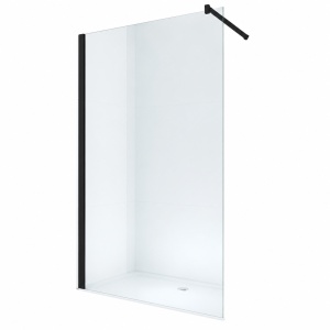 Paravan de duș walk-in Optima Nobless Black 100x200 cm, sticlă securizată 6 mm, profil aluminiu negru mat