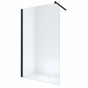 Paravan de duș walk-in Optima Nobless Black 100x200 cm, sticlă securizată 6 mm, profil aluminiu negru mat