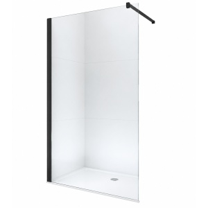 Paravan de duș walk-in Optima Nobless Black 120x200 cm, sticlă securizată 8 mm, profil aluminiu negru mat