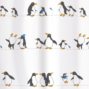 Perdea de duș Tatkraft Penguins, antibacteriană, impermeabilă, 180 x 180 cm - Img 2
