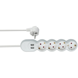 Prelungitor Lunus Kontact 3M 4 Prize + USB, alb
