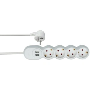 Prelungitor Lunus Kontact 3M 4 Prize + USB, alb