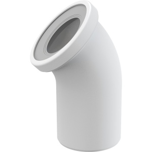 Racord pentru vas WC pe pardoseală, cot 45°, DN 110, lungime 90 mm, PP, alb A90-45
