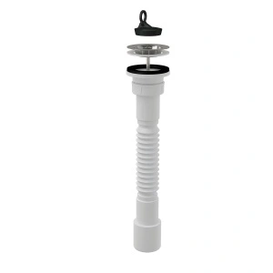 Ţeavă flexibilă 6/4"×40/50, cu piuliţa plastic + Ventil chiuvetă 6/4" cu sită din oţel inoxidabil DN70 A770+A33