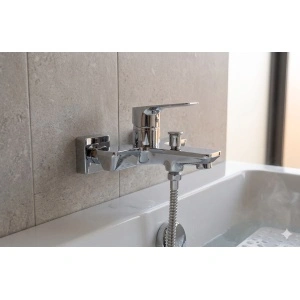 Baterie cadă duș Optima Onix, cartuș ceramic Sedal Ø35 mm, aerator Neoperl, design modern - Img 2