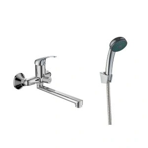 Baterie cadă-duș XL cu accesorii Optima Moka, țeavă metalică 200 mm, cartuș ceramic 35 mm, set duș inclus