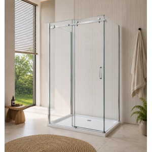 Cabină de duș culisantă Optima Majest Large U 120x80 cm, sticlă securizată 8 mm, profil cromat, Nano Easy Clean - Img 2