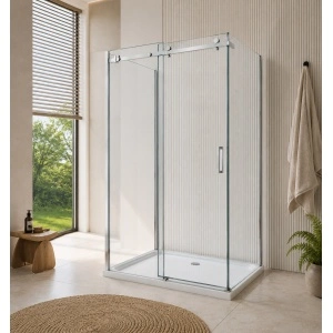 Cabină de duș culisantă Optima Majest Large U 120x80 cm, sticlă securizată 8 mm, profil cromat, Nano Easy Clean - Img 2