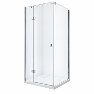 Cabină de duș pătrată Optima Chevalier 80x80 cm, sticlă securizată 6 mm, balamale Lift-Edge, profil cromat