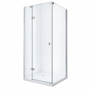Cabină de duș pătrată Optima Chevalier 80x80 cm, sticlă securizată 6 mm, balamale Lift-Edge, profil cromat