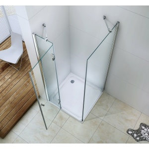 Cabină de duș pătrată Optima Chevalier 80x80 cm, sticlă securizată 6 mm, balamale Lift-Edge, profil cromat - Img 3