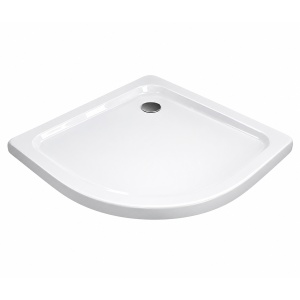 Cădiță duș Optima Semi-R 90x90 cm, albă, semirotundă, fibră de sticlă + ABS, montaj pe pardoseală, sifon inclus 90 mm