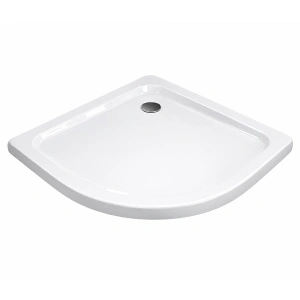 Cădiță duș Optima Semi-R 90x90 cm, albă, semirotundă, fibră de sticlă + ABS, montaj pe pardoseală, sifon inclus 90 mm