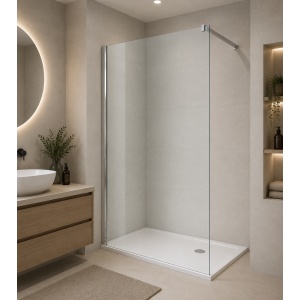 Paravan de duș walk-in Optima Nobless 100x200 cm, sticlă securizată 8 mm, profil aluminiu cromat - Img 2