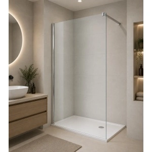 Paravan de duș walk-in Optima Nobless 100x200 cm, sticlă securizată 8 mm, profil aluminiu cromat - Img 2