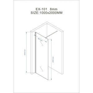 Paravan de duș walk-in Optima Nobless 100x200 cm, sticlă securizată 8 mm, profil aluminiu cromat - Img 6