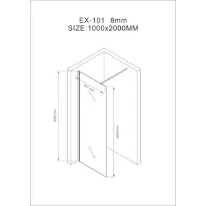 Paravan de duș walk-in Optima Nobless 100x200 cm, sticlă securizată 8 mm, profil aluminiu cromat - Img 6