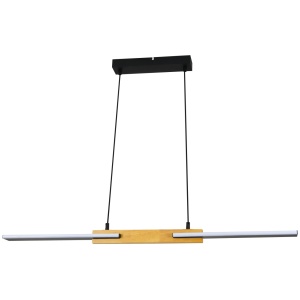 Pendul LED 30W negru și elemente de lemn 3CCT Lunus Anemona T