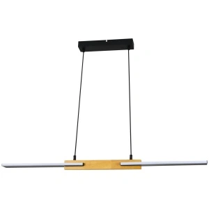 Pendul LED 30W negru și elemente de lemn 3CCT Lunus Anemona T