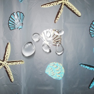 Perdea baie PEVA 180×200 cm Starfishes – model marin cu stele de mare și scoici - Img 2